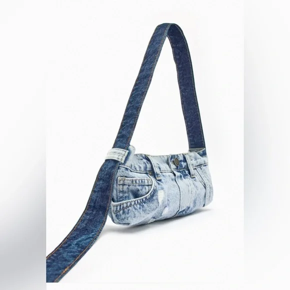 BLOGGERS FAV ZARA PATCHWORK DENIM SHOULDER BAG - Picture 7 of 10